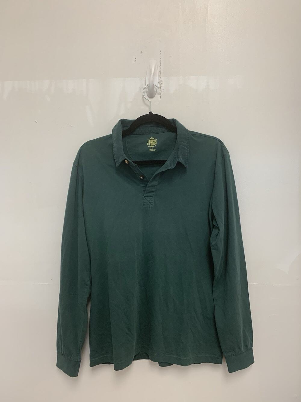 J. Press Men's Polo Long Sleeve Shirt Green Size Small